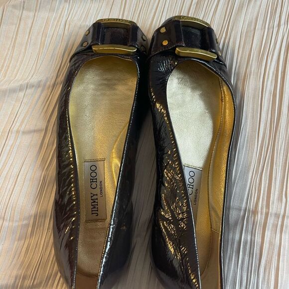 JIMMY CHOO Morse black patent leather ballet flats shoe, size 38 1/2 US size 8.5 - Picture 8 of 9